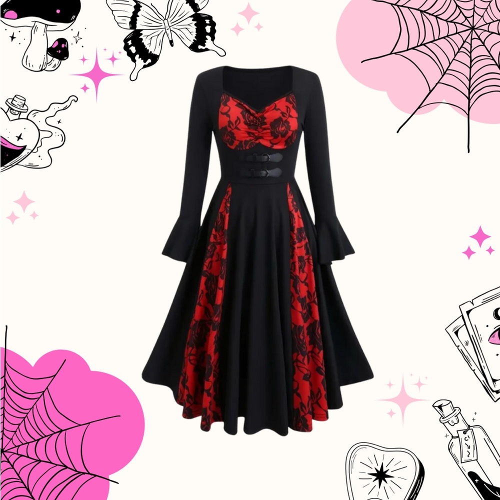 Black and Red XL Gothic Dress New
